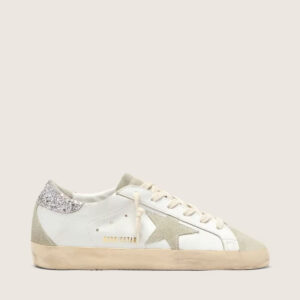 Golden Goose - Super-star (Blanco con estrella gris y talón diamantina)