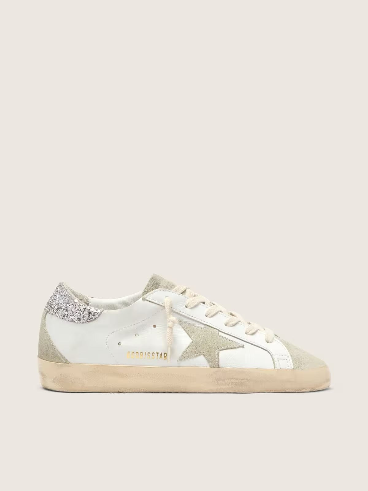 Golden Goose - Super-star (Blanco con estrella gris y talón diamantina): imagen 1