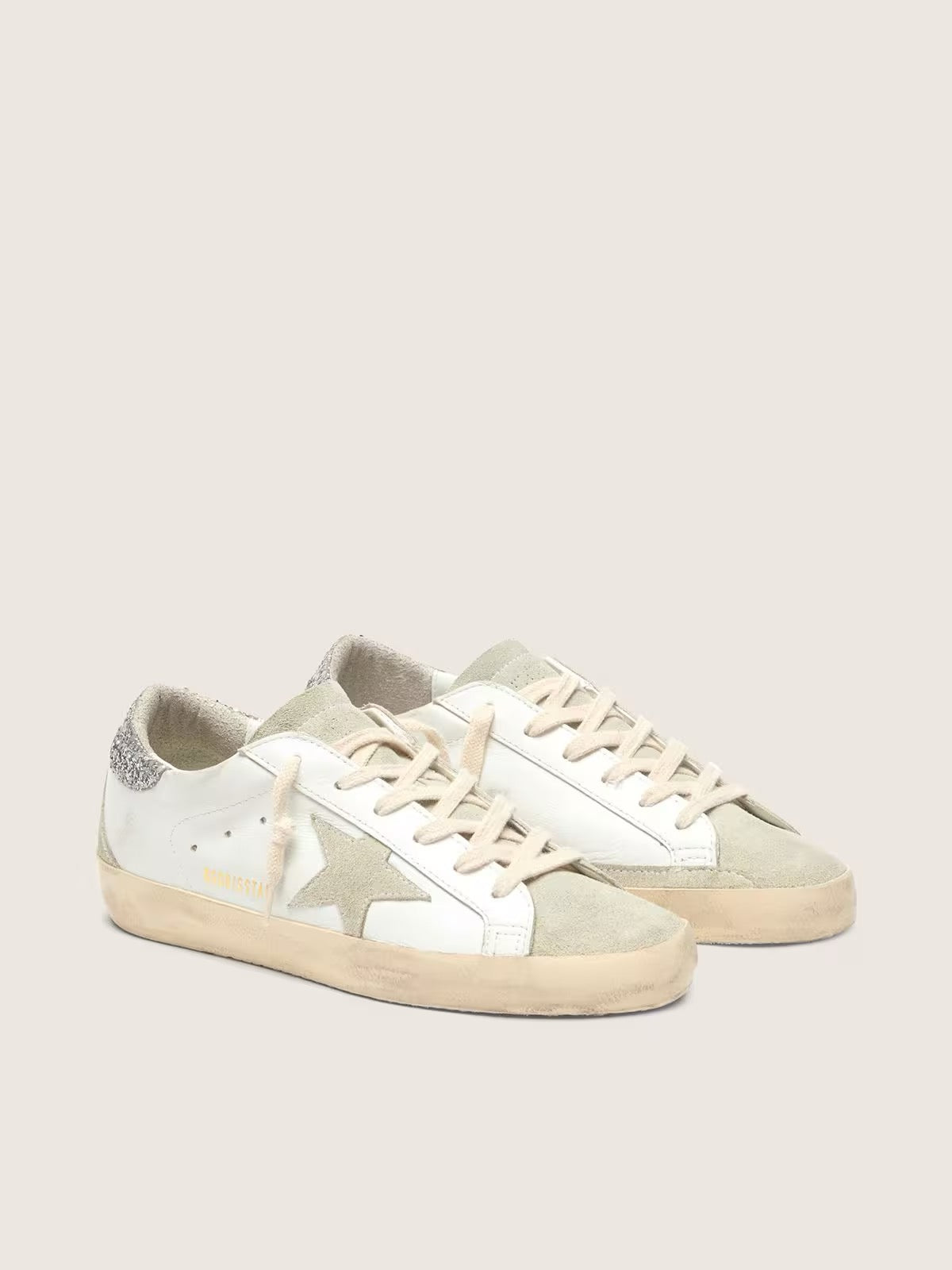 Golden Goose - Super-star (Blanco con estrella gris y talón diamantina): imagen 2