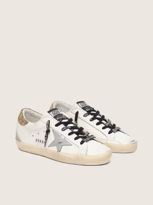 Golden Goose - Super-star (Blanco con talón de diamantina)