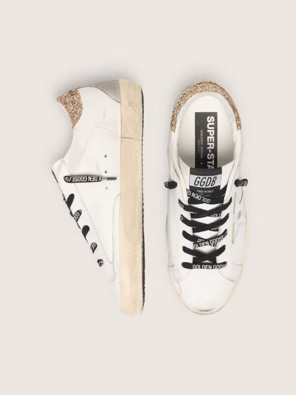 Golden Goose - Super-star (Blanco con talón de diamantina)