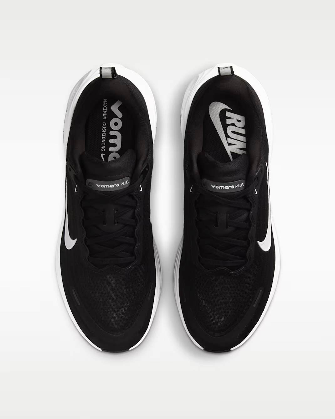 Nike - Vomero Plus (Negro con suela blanca): imagen 3