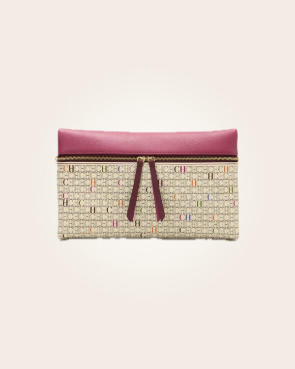Carolina Herrera - Cartera beige con letras de colores