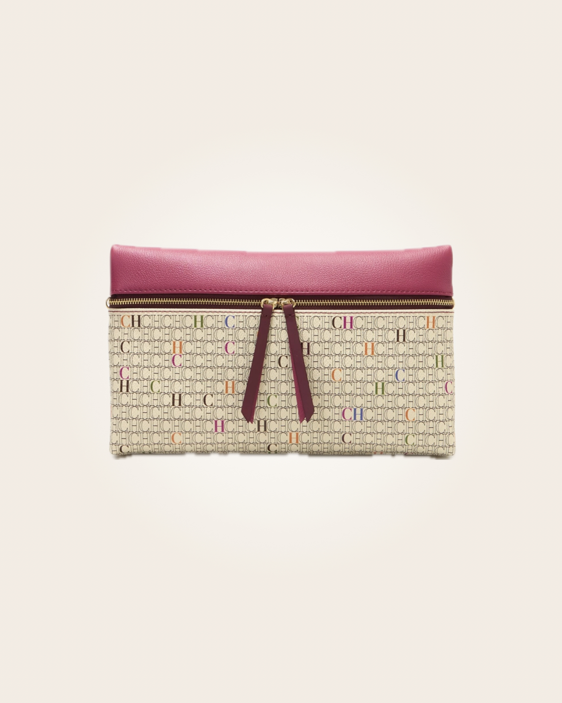 Carolina Herrera - Cartera beige con letras de colores: imagen 1