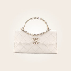 Chanel - Bolsa blanca con dorado