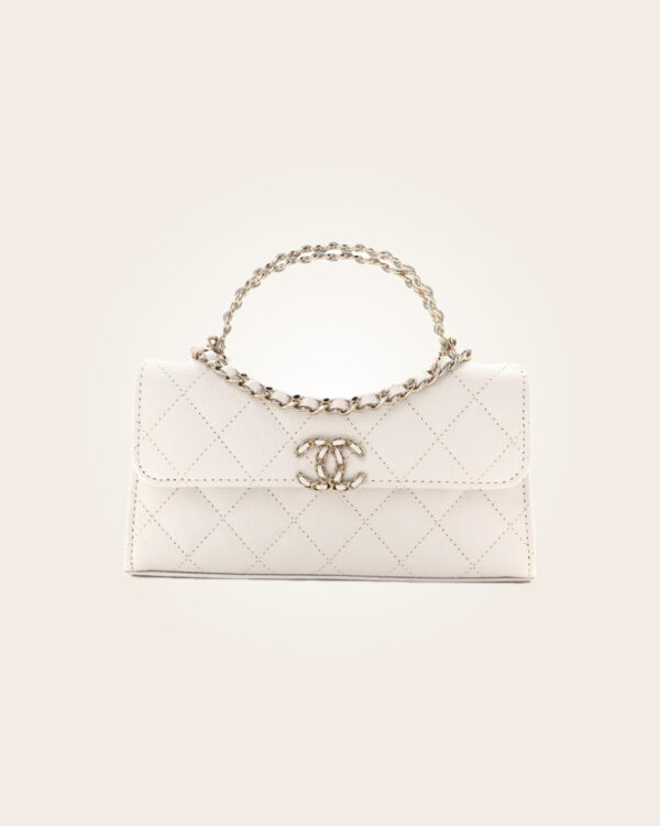 Chanel - Bolsa blanca con dorado