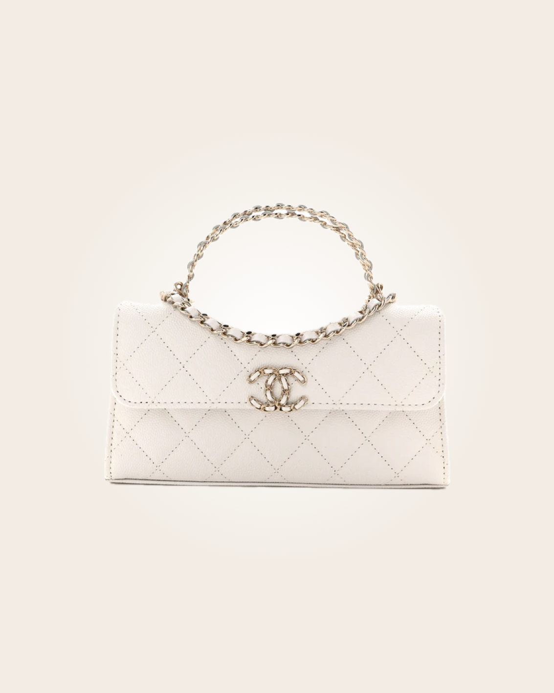 Chanel - Bolsa blanca con dorado: imagen 1