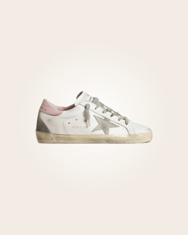 Golden Goose - Blanco con estrella gris y talón rosa