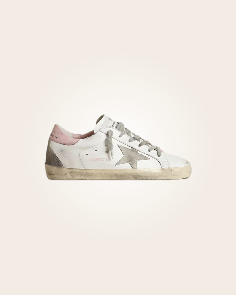 Golden Goose - Blanco con estrella gris y talón rosa