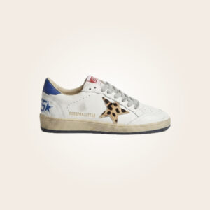 Golden Goose - Sneakers blancos con estrella leopardo y talón azul