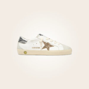 Golden Goose - Sneakers blancos con estrella purpurina café y talón gris