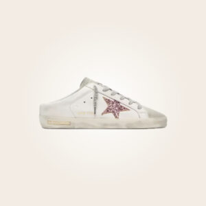 Golden Goose - Sneakers blancos con estrella purpurina rosa sin talón