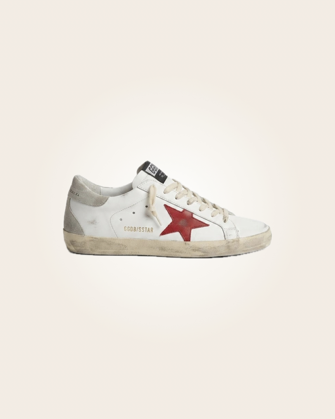 Golden Goose - Sneakers blancos con estrella roja y talón gris: imagen 1