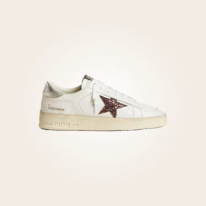 Golden Goose - Sneakers blancos con estrella purpurina guinda y talón gris