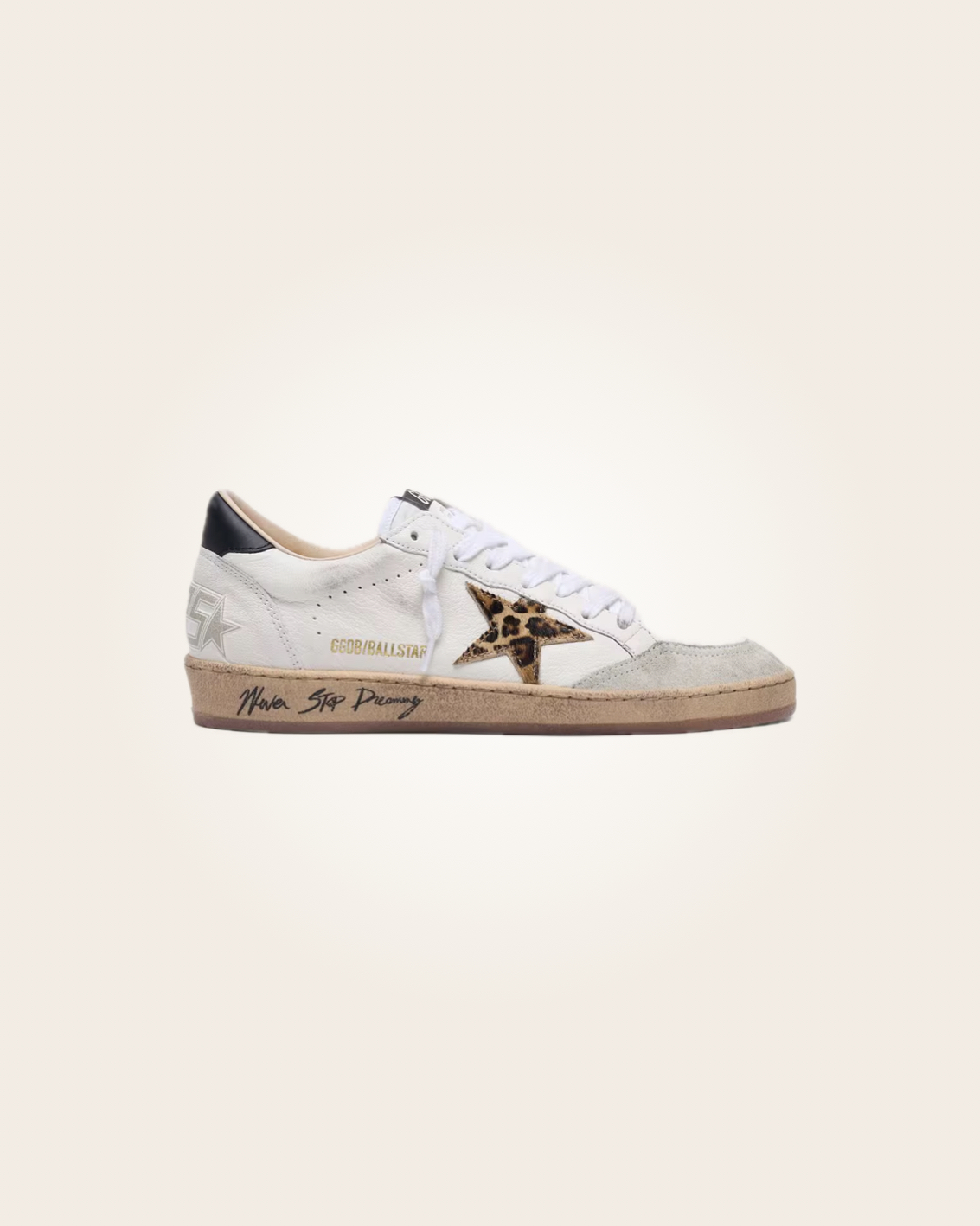 Golden Goose - Sneakers blancos con estrella leopardo y talón negro: imagen 1